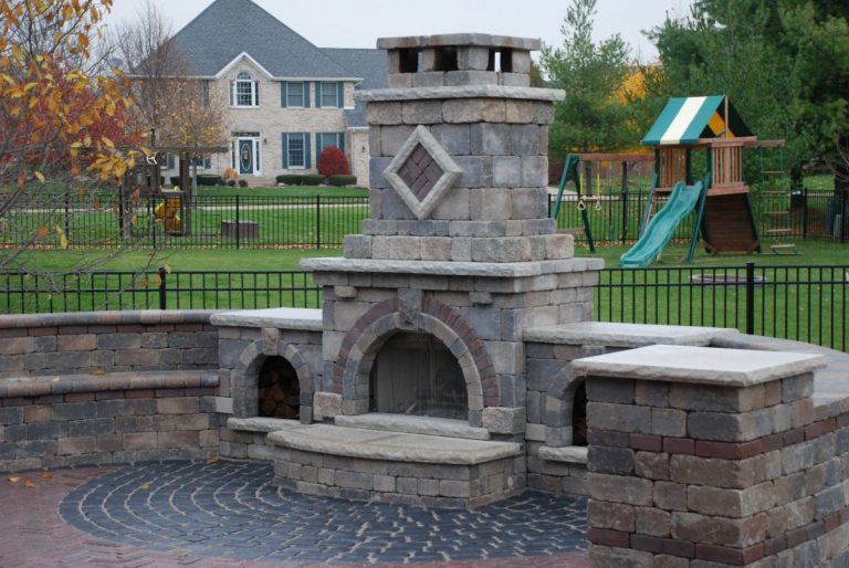 Cedar Lake outdoor fireplace Landscape Design